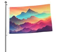Drapeau de montagne coloré dégradé de 61 x 0,9 m - Impression double face - Drapeau de jardin pour l'extérieur - Bannière cadeau avec œillets - Toile de fond pour photo pour décoration intérieure et