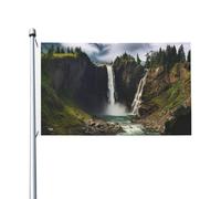Drapeau de montagne et cascade de 0,9 x 1,5 m, drapeau de jardin vertical double face avec œillets en laiton, toile de fond photo, drapeau de cour pour intérieur et extérieur