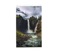 Drapeau de montagne et cascade de 0,9 x 1,5 m, drapeau de jardin vertical double face avec œillets en laiton, toile de fond photo, drapeau de cour pour intérieur et extérieur