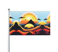 Drapeau de montagne lever du soleil. Drapeau de jardin extérieur 0,9 x 1,5 m, bannière en polyester imprimé vif, facile à accrocher pour terrasse, fête, camping.
