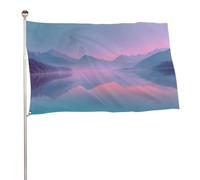 Drapeau de montagnes pastel réfléchissant avec paysage d'hiver rêveur 0,9 x 1,5 m, bannière décorative pour cour, porche, pelouse, ferme
