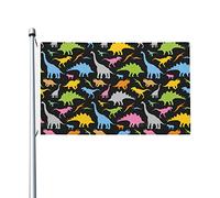 Drapeau de motif de squelette de dinosaure noir et blanc 0,9 x 1,5 m double face extérieur ferme cour signe jardin drapeau décoratif avec œillets en laiton