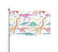 Drapeau de motif de squelette de dinosaure noir et blanc 0,9 x 1,5 m d'un côté extérieur ferme cour signe jardin drapeau décoratif avec œillets en laiton