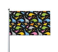Drapeau de motif de squelette de dinosaure noir et blanc 0,9 x 1,5 m d'un côté extérieur ferme cour signe jardin drapeau décoratif avec œillets en laiton