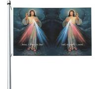 Drapeau de neuvaine à la Divine Miséricorde 90 x 150 cm, résistant aux UV, bannière saisonnière avec œillets en laiton, pour extérieur et intérieur