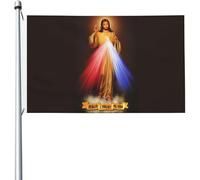 Drapeau de neuvaine à la Divine Miséricorde, 90 x 150 cm, résistant aux UV, bannière saisonnière avec œillets en laiton, pour extérieur et intérieur, noir