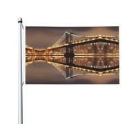 Drapeau de New York Manhattan Bridge Night imprimé 9,6 x 1,5 m pour décoration de fête avec œillets Convient pour l'intérieur et l'extérieur