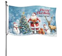Drapeau de Noël, 150x90cm Drapeaux Double Face Joyeux Noël pour l'Extérieur Drapeaux Bonne Année Drapeaux Décoratifs Noël Décorations Noël Parfaites pour La Maison La Cour Le Jardin