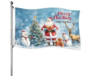 Drapeau de Noël, 150x90cm Drapeaux Double Face Joyeux Noël pour l'Extérieur Drapeaux Bonne Année Drapeaux Décoratifs Noël Décorations Noël Parfaites pour La Maison La Cour Le Jardin
