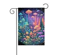 Drapeau De Noël 30X45Cm Champignons Colorés Drapeau Extérieur Saisonnières Drapeau De Vacances Pour Vacances, Extérieur, Ferme