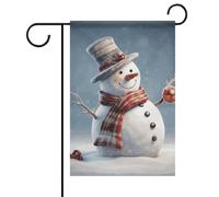 Drapeau de Noël amusant avec bonhomme de neige - Double face - 30,5 x 45,7 cm - Drapeaux de jardin printaniers - Décoration d'extérieur