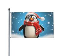Drapeau de Noël amusant en forme de pingouin - 90 x 150 cm - Ne se décolore pas - Double face - Bannière d'extérieur pour cour, porche, pelouse