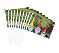 Drapeau de Noël amusant imprimé gnomes à main polyvalent pour mariage, anniversaire, vacances, décoration sportive, défilé