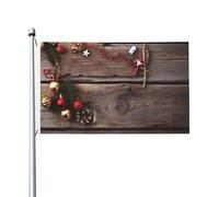 Drapeau de Noël ancien en bois 91 x 152 cm Double face Vertical Jardin Bannière de vacances saisonnières avec œillets en laiton Toile de fond photo Drapeau de cour pour intérieur et extérieur