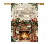 Drapeau de Noël avec citation en anglais « Football » - 71 x 101 cm | Thème football, drapeau de pelouse, cheminée de cheminée, décoration de vacances d'hiver, cadeau pour fan de sport