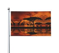 Drapeau de Noël avec œillet décoratif Motif girafe sous l'arbre en Afrique 90 x 152 cm