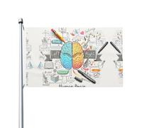 Drapeau de Noël avec œillets - Motif cerveau humain - 0,9 x 1,5 m