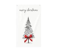 Drapeau de Noël avec nœud rouge pour maison, cour, 9,5 x 1,5 m, bannière de vœux avec œillets, décoration d'intérieur et d'extérieur