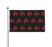 Drapeau de Noël avec roses rouges - 0,9 x 1,5 m - Avec œillets - Pour décoration de terrasse, porche, pelouse