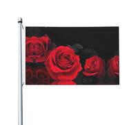 Drapeau de Noël avec roses rouges - 0,9 x 1,5 m - Avec œillets - Pour décoration de terrasse, porche, pelouse