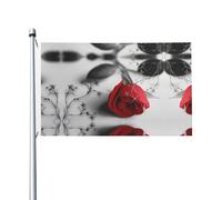 Drapeau de Noël avec roses rouges - 0,9 x 1,5 m - Avec œillets - Pour décoration de terrasse, porche, pelouse