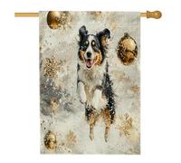 Drapeau de Noël berger australien pour maison de chien, 71,1 x 101,6 cm, double face pour décoration extérieure, flocons de neige de luxe avant cour, drapeau de maison, motif animal de compagnie