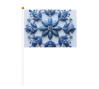 Drapeau de Noël bleu imprimé flocon de neige double face pour intérieur et extérieur