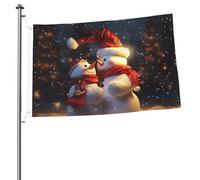 Drapeau de Noël bonhomme de neige 61 x 91 cm imprimé double face pour jardin, cour pour l'extérieur, les vacances, bannière cadeau avec œillets, toile de fond photo pour décoration intérieure et