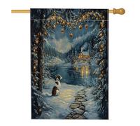 Drapeau de Noël Bretagne pour maison de chien, 71,1 x 101,6 cm, double face pour décoration extérieure, scène enneigée de Noël, drapeau de maison, drapeau d'extérieur pour animaux de compagnie