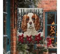 Drapeau de Noël Cavalier King Charles Spaniel pour maison de chien, 71,1 x 101,6 cm, double face pour décoration extérieure, tricot d'hiver, drapeau de maison, chiot à motif d'extérieur