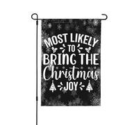 Drapeau de Noël « Celui qui apporte le plus de joie à Noël », Drapeau de jardin humoristique « Celui qui apporte le plus de joie à Noël », Bannière de jardin double face 12x18 pour décorations e