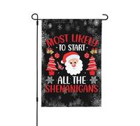 Drapeau de Noël « Celui qui risque de déclencher toutes les bêtises », Drapeau de jardin humoristique « Celui qui risque de déclencher toutes les bêtises », Drapeau de jardin double face 12x18