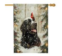 Drapeau de Noël de Terre-Neuve pour maison de chien, 71,1 x 101,6 cm pour l'extérieur, drapeau vertical standard en lin pour maison, animal domestique, cour, arrière-cour, décoration extérieure