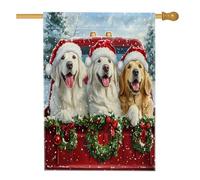 Drapeau de Noël des Pyrénées pour maison de chien, 71,1 x 101,6 cm, double face pour décoration extérieure, camion de Noël amusant pour cour, cour, maison, drapeau d'extérieur pour animaux de