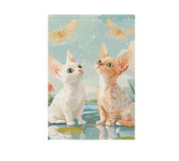 Drapeau de Noël Devon Rex Cats River pour l'extérieur et l'extérieur - Bannière de Noël pour décoration de cour - 71,1 x 101,6 cm - Double face