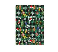 Drapeau de Noël double face avec dinosaures et flocons de neige - Décoration de bienvenue - 71 x 101 cm