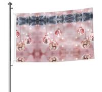 Drapeau de Noël double face rose avec œillets - 1,5 x 2,4 m - Drapeau décoratif pour patio, porche, événement de groupe.