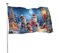 Drapeau de Noël Drapeau de jardin 90 x 150 cm Imprimé des deux côtés En polyester Pour la décoration de la maison et du jardin, résistant aux intempéries Avec motif Trois frères bonhommes de neige