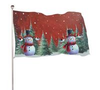 Drapeau de Noël Drapeau de jardin 90 x 150 cm Imprimé des deux côtés En polyester Pour la décoration de la maison et du jardin, résistant aux intempéries Avec motif Frères bonhommes de neige