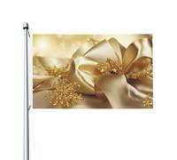 Drapeau de Noël en soie dorée - 9,1 x 1,5 m - Double face - Avec œillets en laiton - Ne se décolore pas - Bannière de vœux pour intérieur ou extérieur - Décoration d'intérieur