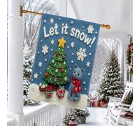 Drapeau de Noël en tricot bleu russe pour maison de chat 71,1 x 101,6 cm double face pour décoration extérieure, sapin de Noël d'hiver, drapeau de maison, flocon de neige, petit drapeau de pelouse