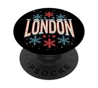 Drapeau de Noël enneigé de Londres PopSockets PopGrip Adhésif