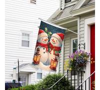 Drapeau de Noël frères bonhomme de neige 7,6 x 12,7 cm - Drapeaux de jardin de Noël pour extérieur double face, drapeaux de jardin d'automne pour l'extérieur de Noël