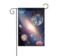 Drapeau de Noël imprimé planète univers - Résistant à la décoloration - Pour pelouse, porche, patio