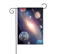 Drapeau de Noël imprimé univers galaxie espace extérieur décoration de Noël résistant à la décoloration hiver pelouse porche patio décoration extérieure