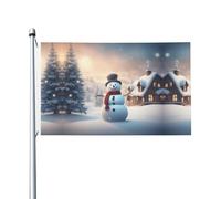 Drapeau de Noël mignon bonhomme de neige extérieur quatre saisons drapeau de vacances double face avec boutonnière fond décoratif fournitures de fête