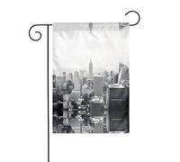 Drapeau de Noël noir et blanc imprimé New York - Résistant à la décoloration - Pour l'hiver, pelouse, porche, patio