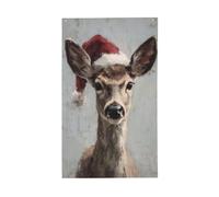 Drapeau de Noël portant un chapeau de Père Noël, bannière de vœux avec œillets, décoration d'intérieur et d'extérieur, 91 x 152 cm