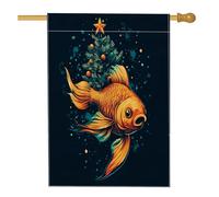 Drapeau de Noël pour enfant - 71,1 x 101,6 cm - Double face pour décoration extérieure, dessin animé amusant, océan, mer, Noël, devant la cour, la maison, les vacances, la vie marine - Drapeau