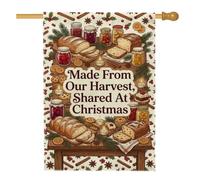 Drapeau de Noël pour maison de pain avec citation de récolte 71,1 x 101,6 | Thème de cuisine rustique, drapeau de cour, illustration de pâtisserie de vacances, motif récolte d'hiver